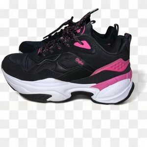 black & pink buffalo platform sneakers